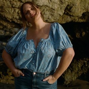 NEW Doen Tennessee Top in Sky Bouton de Rose Size XS